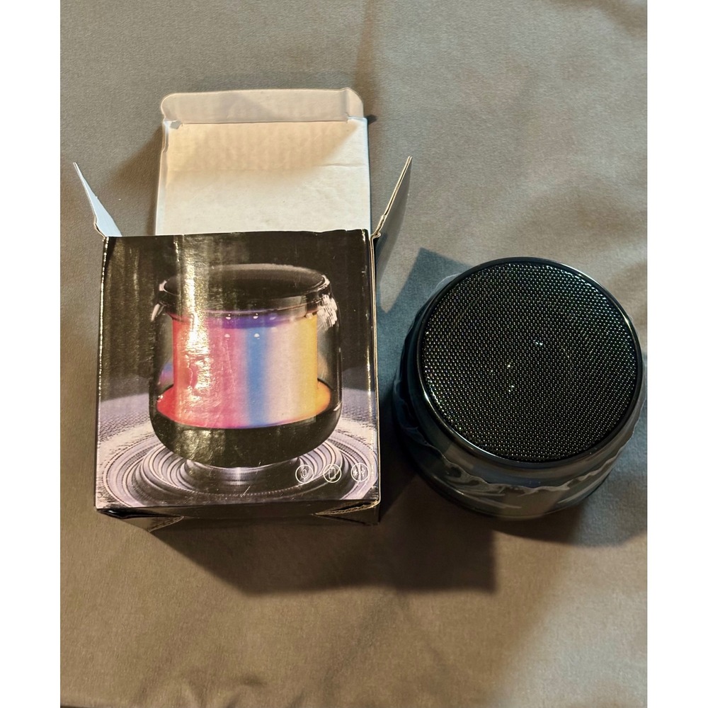 LED Bluetooth Wireless Portable Speaker Black with Rainbow Light Effects